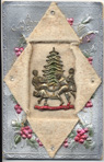 Christmas Card Embellished with Metal, Glitter and Cloth